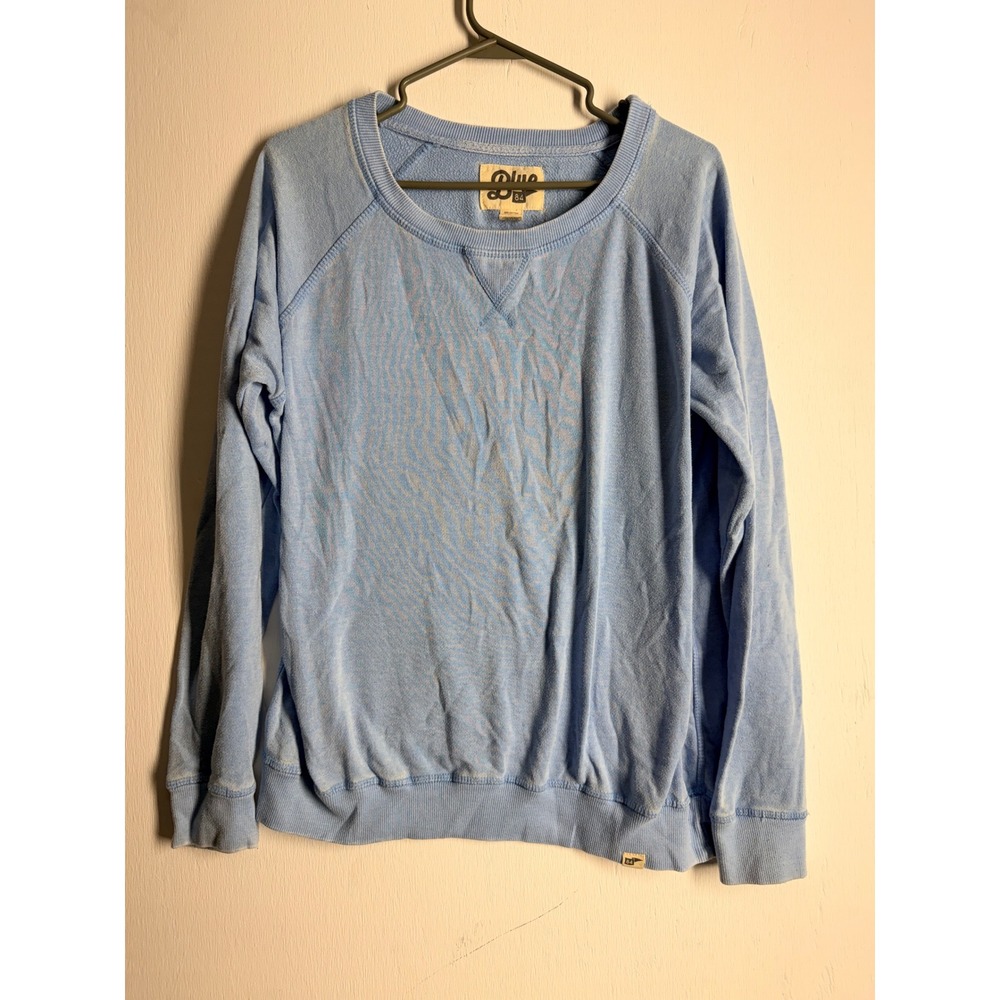 Blue 84 Womens Light Blue Raglan Crewneck Sweatshirt Pullover Size Large
